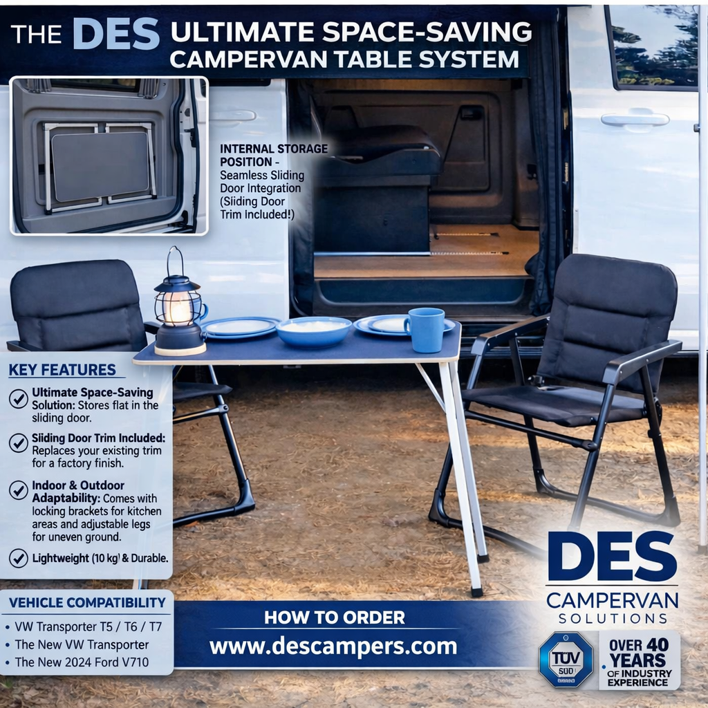 Sliding Door Integrated Camping Table Set VW Transporter| Ford Custom|Vito